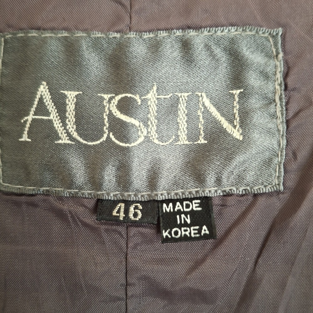 Austin Black Leather Vest Men's Size 46‎ Pockets * Flaws - Picture 3 of 13
